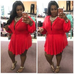 PLUS*Low Cut Long Sleeve Jumpsuit.